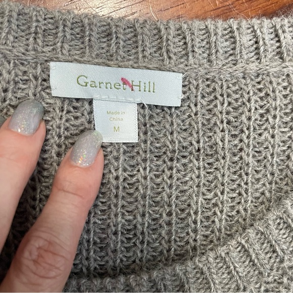 Garnet Hill Alpaca and Wool Blend Embellished Sweater Size Medium Tunic Brown - Picture 10 of 11